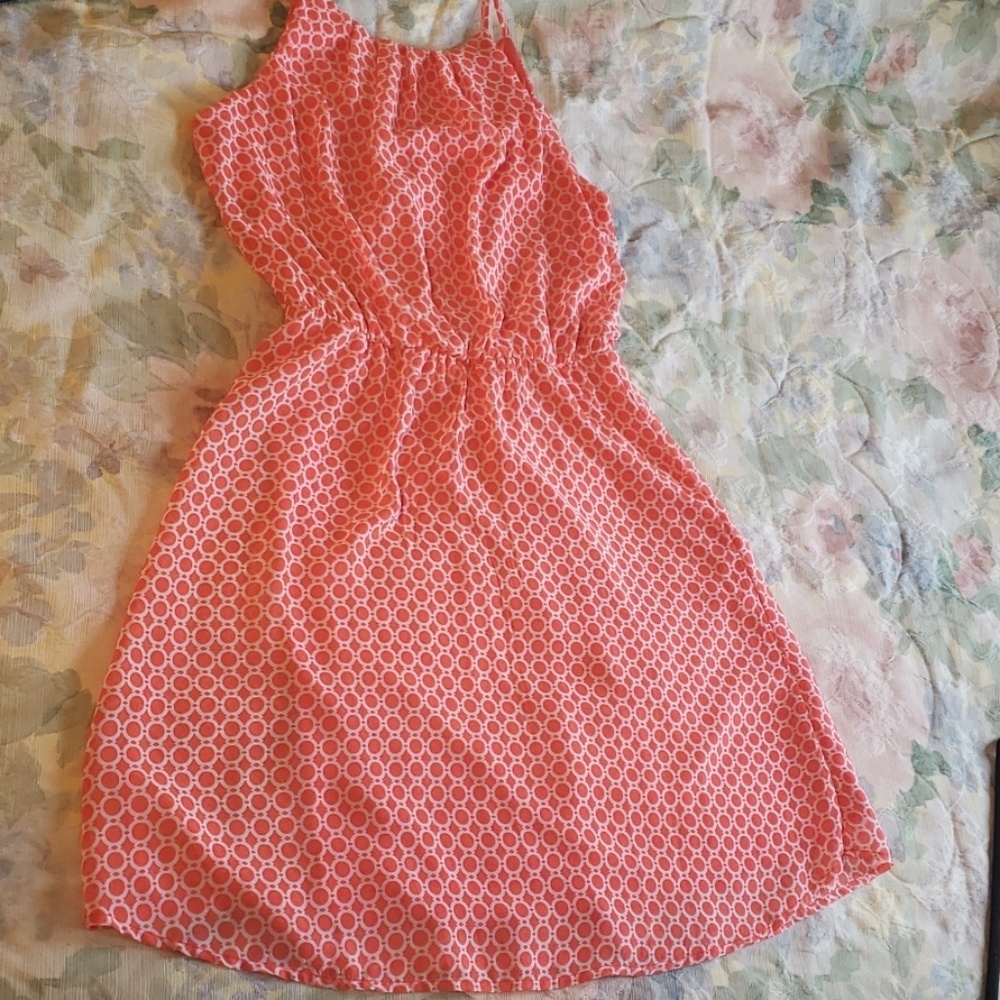 Orange pattern Chiffon spring dress